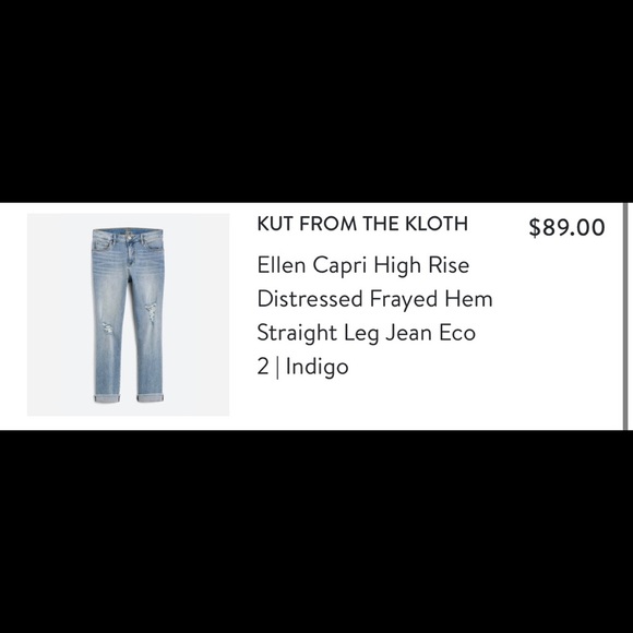 Ellen Capri High Rise Distressed Frayed Hem Straight leg jean Eco size 2 - Picture 11 of 11